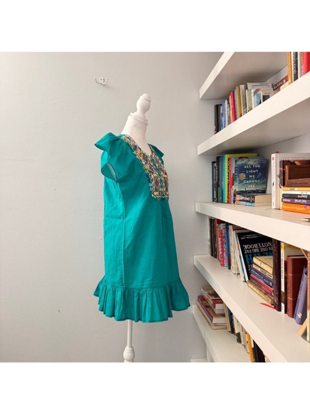 FIGUE Womens Green Embroidered mini dress sz XS - Picture 9 of 12